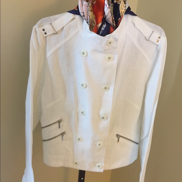 HOST PICK 🎉🎊INC, Linen White Bomber Jacket!❌❌SOLD - Picture 2 of 10